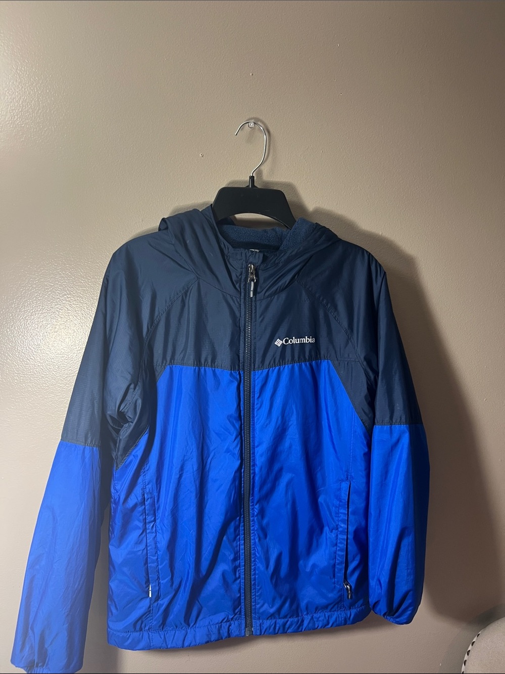Columbia Kids Two-Tone Blue Hooded Rain Jacket